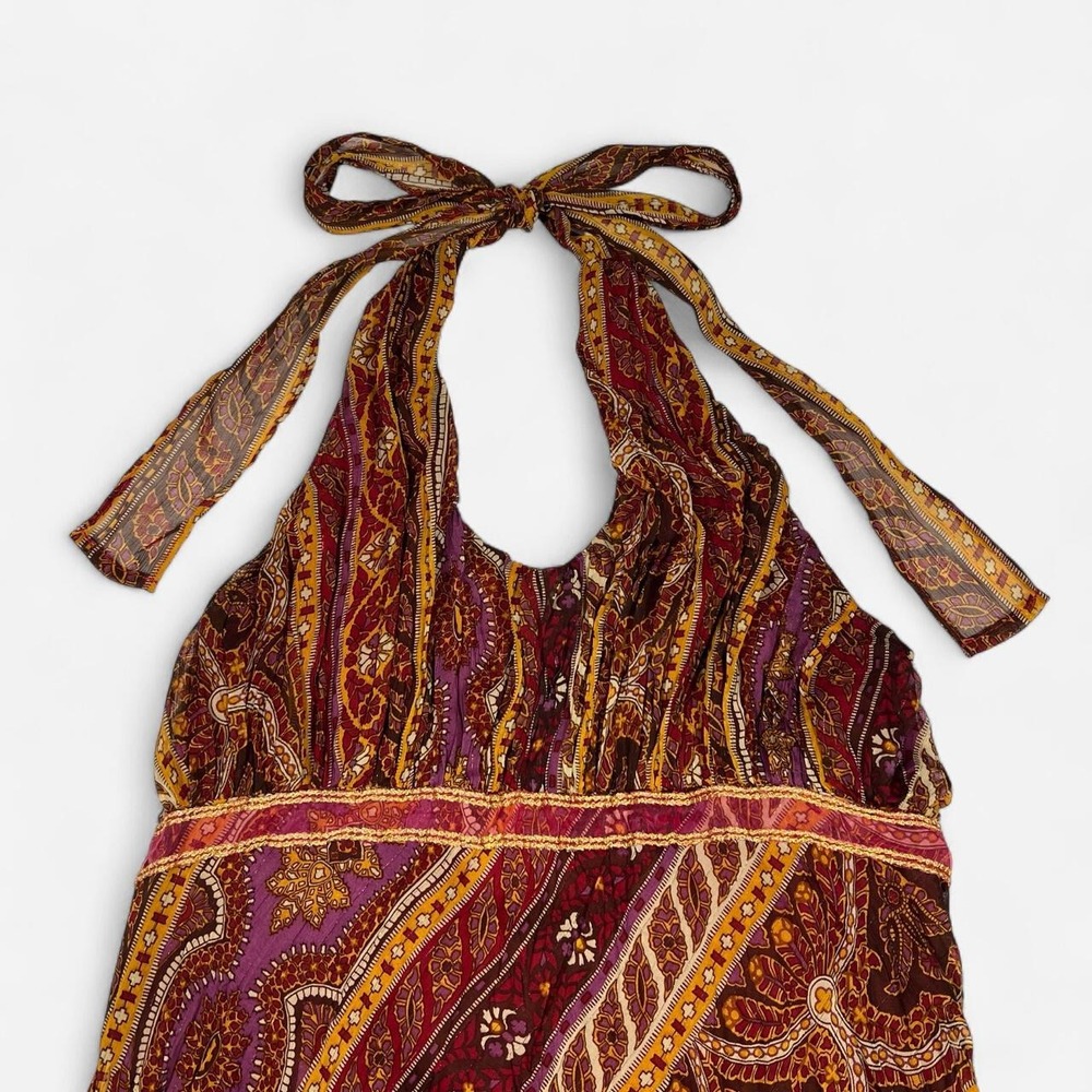 Vintage 90s/Y2K MKM Designs Bohemian Fairy Babydoll Halter Top Asymmetrical Hem - Picture 4 of 5